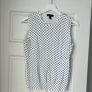 J. Crew White and Navy Polka Dot Sweater
